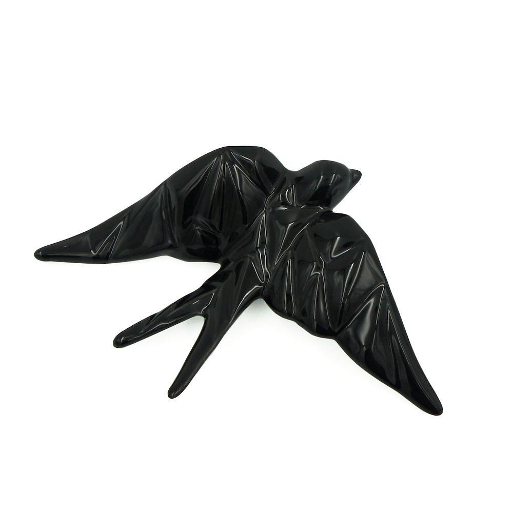 Ceramic Swallow Origami Style - Black