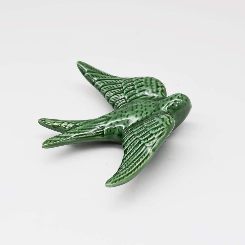 Hirondelle vert foncé en céramique I Produit artisanal du Portugal Hirondelle en céramique verte