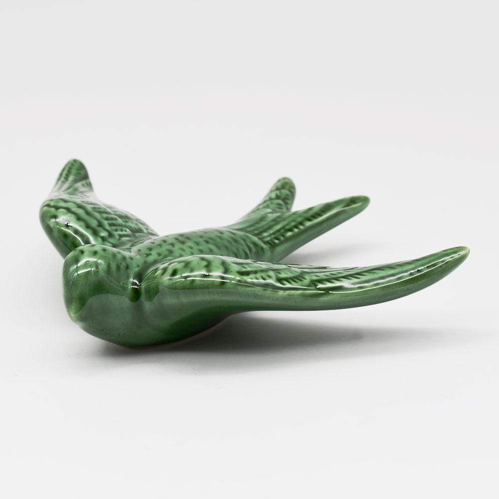 Hirondelle vert foncé en céramique I Produit artisanal du Portugal Hirondelle en céramique verte