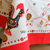 Nappe 100% coton du Portugal I Imprimée motifs Coq portugais Nappe en coton "Galo" - Rouge