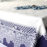 White and blue cotton tablecloth 300x180