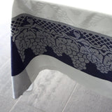 White and blue cotton tablecloth 300x180