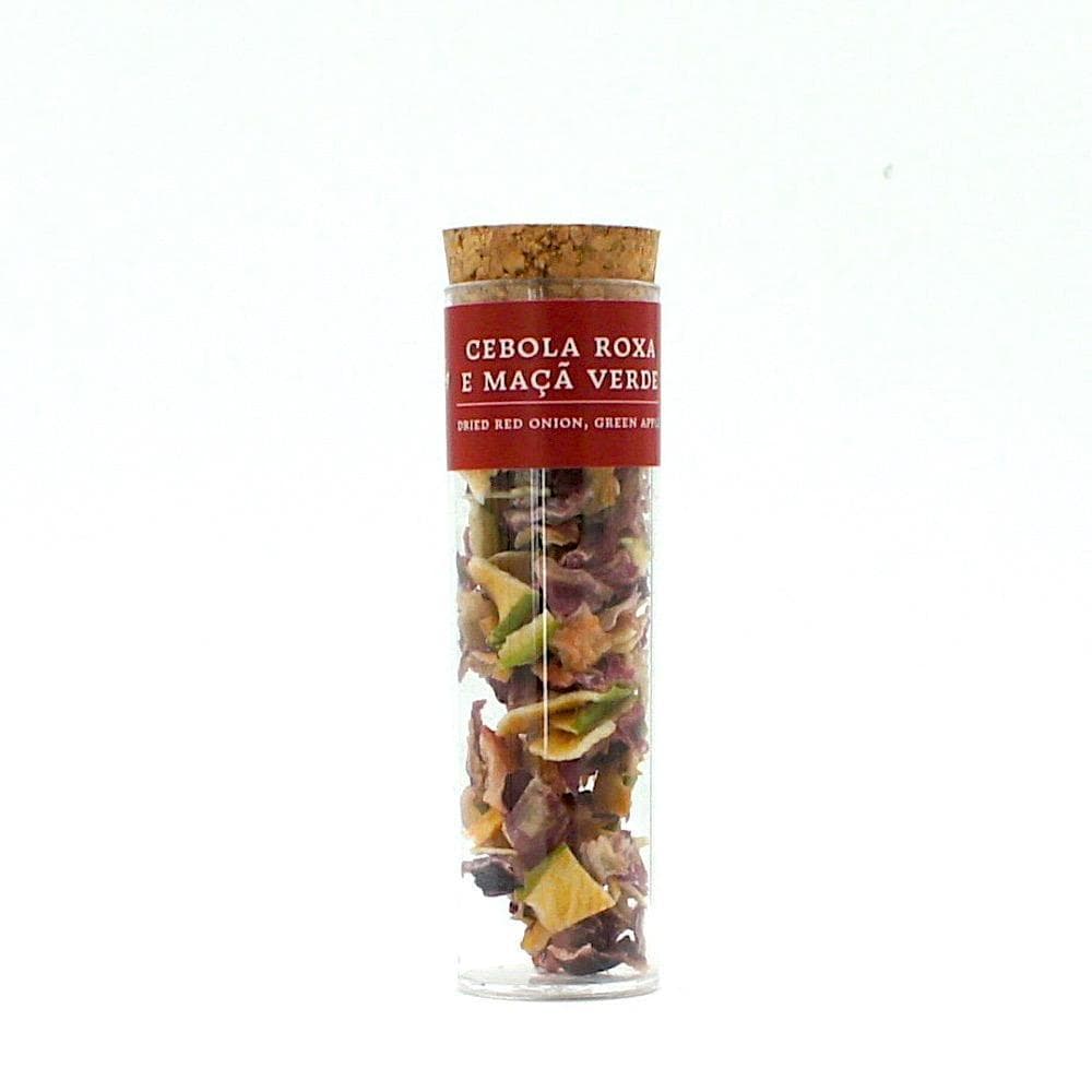 Tube of dehydrated Purple Onions and Green Apples