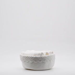 Panier en coton tressé blanc et broderie I Produit portugais Panier en coton brodé - Blanc
