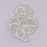 Pendentif Coeur de Viana en argent 11 cm I Vente bijoux argent Coração de Viana I Broche en argent - 6cm