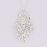 Pendentif Coeur de Viana en argent doré 11 cm I Vente bijoux argent Coração de Viana I Pendentif en argent - 11 cm