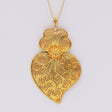 Pendentif Coeur de Viana en argent doré 11 cm I Vente bijoux argent Coração de Viana I Pendentif en argent doré - 11 cm