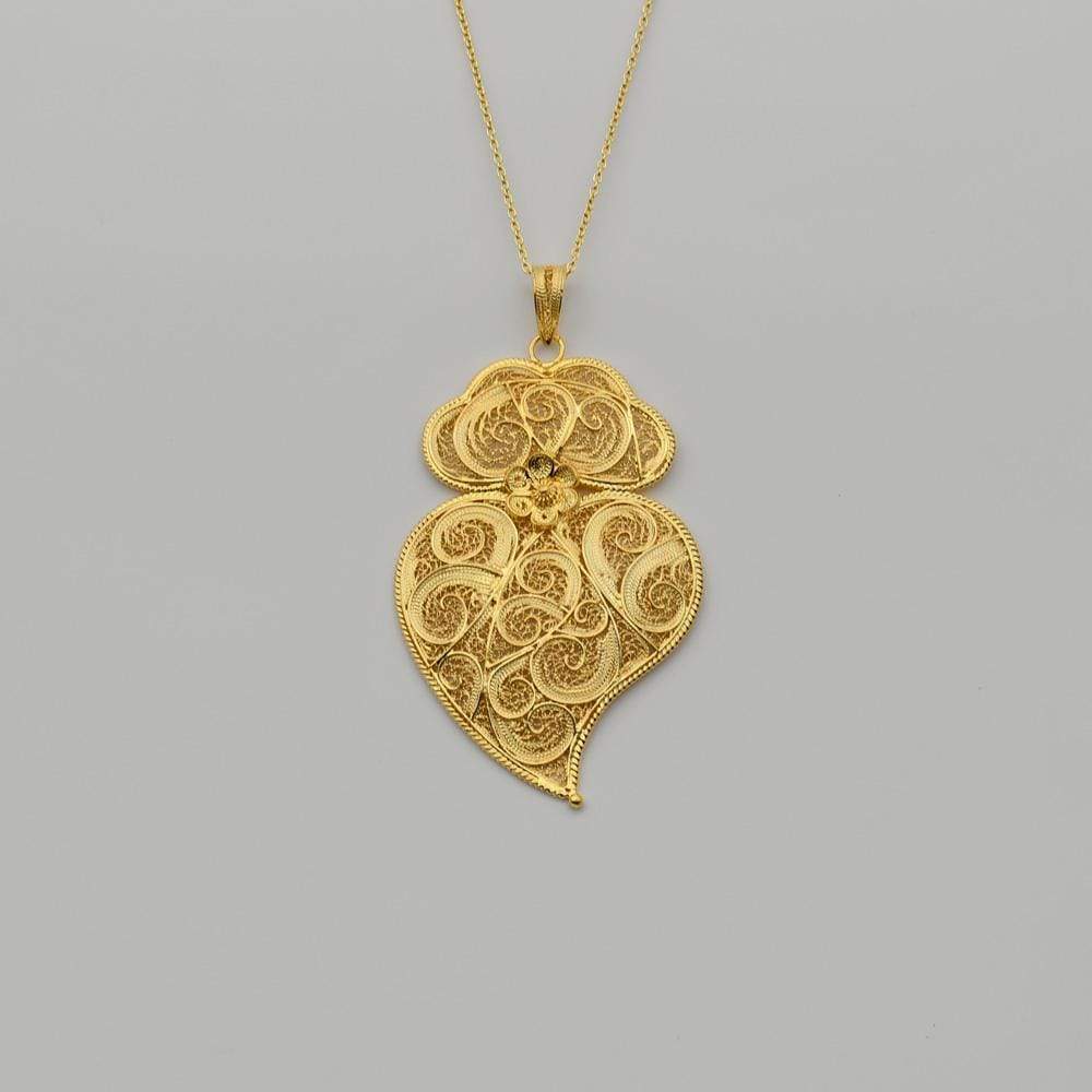 Coração de Viana I Pendentif en argent doré - 7 cm