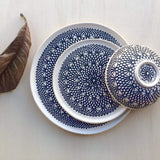 Petite assiette en céramique bleue I Motifs dentelles portugaises Assiette "Renda" bleue - 20 cm