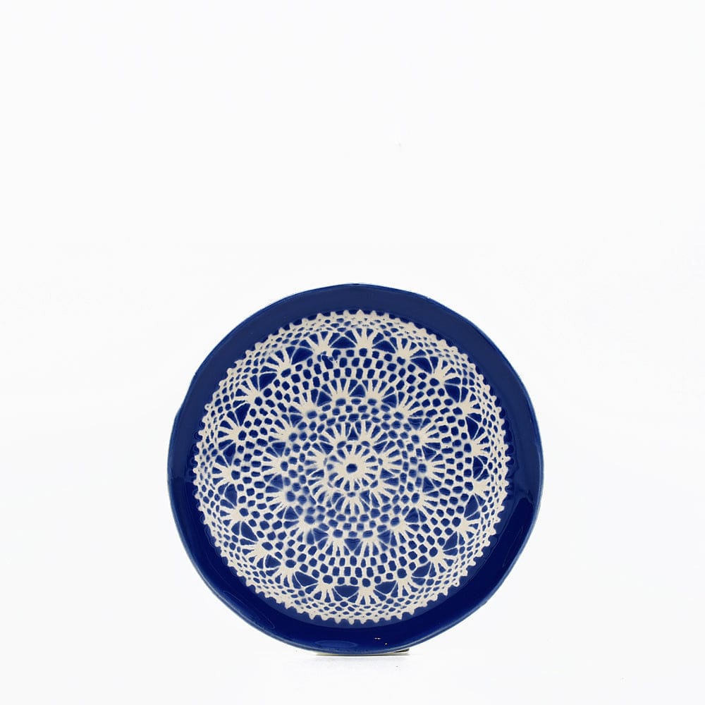 Petite assiette en céramique bleue I Motifs dentelles portugaises # DRAFT Assiette "Renda" bleue - 20 cm #2