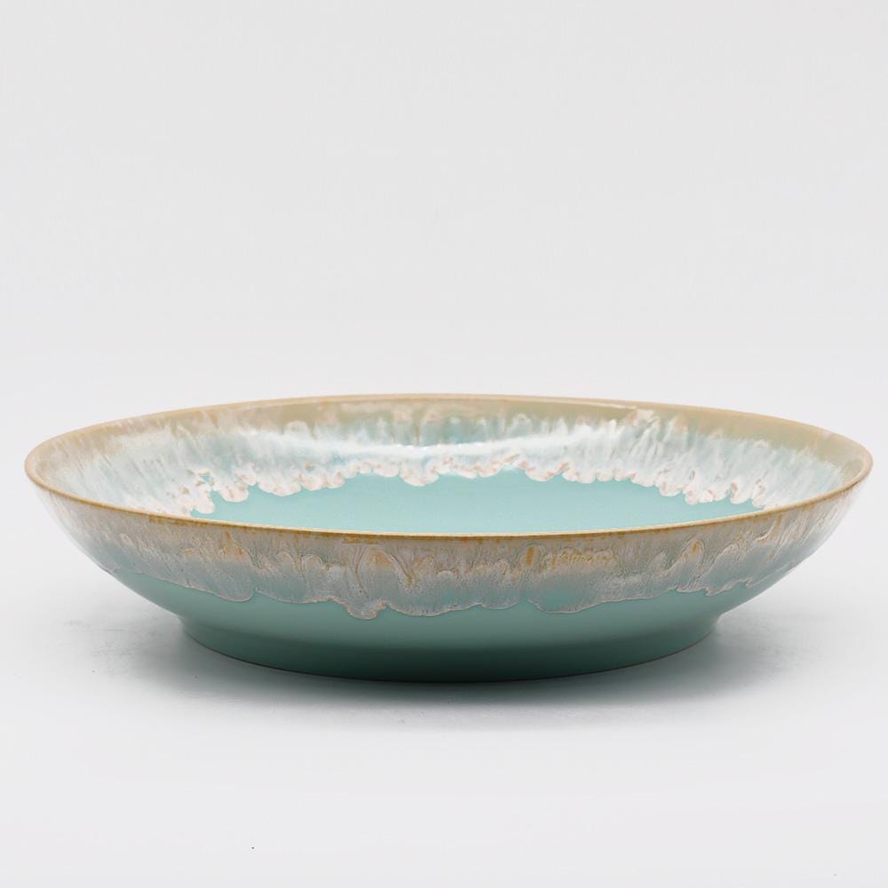 Petite assiette verte en grès I Vaisselle du Portugal Saladier en grès 34cm - Vert