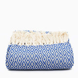 Plaid à franges en coton Bleu Cobalt Plaid à franges en coton 200x135 - Bleu Cobalt