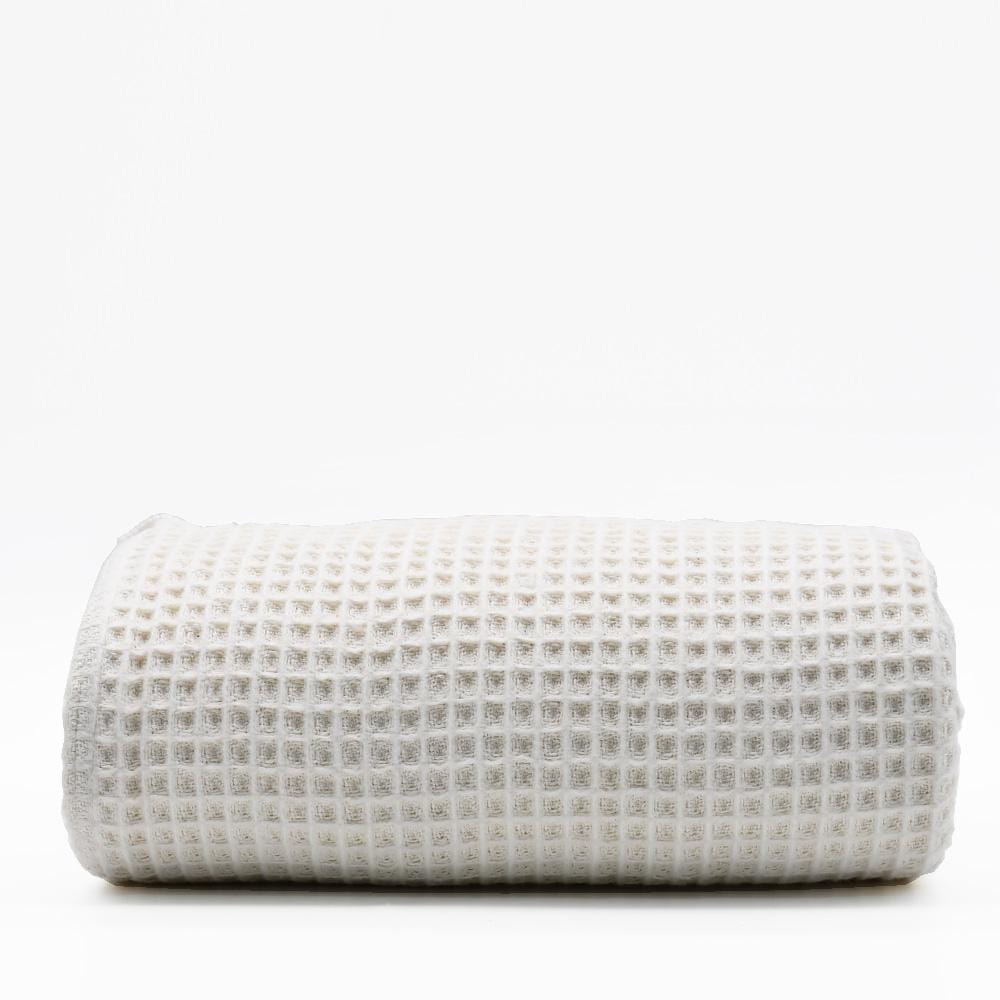 Plaid à franges en coton gaufré Blanc cassé Plaid à franges en coton gaufré 200x140 - Blanc cassé