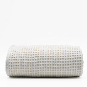 Plaid à franges en coton gaufré Blanc cassé Plaid à franges en coton gaufré 200x140 - Blanc cassé