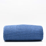 Plaid à franges en coton gaufré Bleu Plaid à franges en coton gaufré 200x140 - Bleu