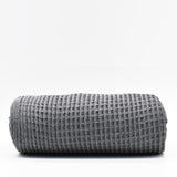 Plaid à franges en coton gaufré Gris foncé Plaid à franges en coton gaufré 200x140 - Gris foncé