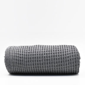 Plaid à franges en coton gaufré Gris foncé Plaid à franges en coton gaufré 200x140 - Gris foncé