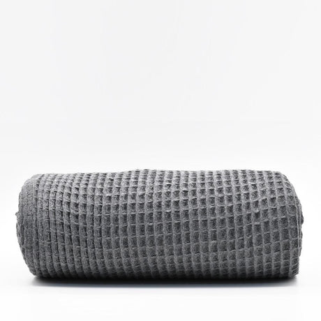 Plaid à franges en coton gaufré Gris foncé Plaid à franges en coton gaufré 200x140 - Gris foncé