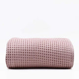 Plaid à franges en coton gaufré Rose Plaid à franges en coton gaufré 200x140 - Rose