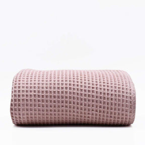 Plaid à franges en coton gaufré Rose Plaid à franges en coton gaufré 200x140 - Rose