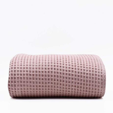 Plaid à franges en coton gaufré Rose Plaid à franges en coton gaufré 200x140 - Rose