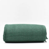 Plaid à franges en coton gaufré Vert foncé Plaid à franges en coton gaufré 200x140 - Vert foncé