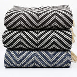 Plaid à franges en coton motifs chevrons bleu denim Plaid "chevrons" à franges en coton 200X135 - Bleu denim