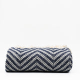 Plaid à franges en coton motifs chevrons bleu denim Plaid "chevrons" à franges en coton 200X135 - Bleu denim