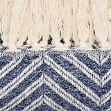 Plaid à franges en coton motifs chevrons bleu denim Plaid "chevrons" à franges en coton 200X135 - Bleu denim