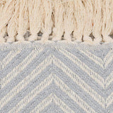 Plaid à franges en coton motifs chevrons gris clair Plaid "chevrons" à franges en coton 200X135 - Gris clair