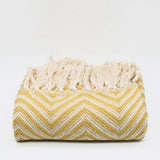 Plaid à franges en coton motifs chevrons jaune paille Plaid "chevrons" à franges en coton 200X135 - Jaune paille