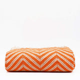 Plaid à franges en coton motifs chevrons orange Plaid "chevrons" à franges en coton 200X135 - Orange