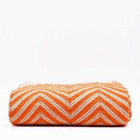 Plaid à franges en coton motifs chevrons orange Plaid "chevrons" à franges en coton 200X135 - Orange