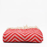 Plaid à franges en coton motifs chevrons rouge Plaid à franges en coton "Espiga" 200X135 - Rouge