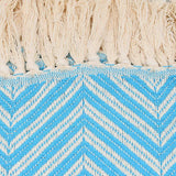 Plaid à franges en coton motifs chevrons turquoise Plaid "chevrons" à franges en coton 200X135 - Turquoise