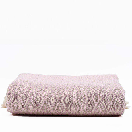 Plaid à franges en coton Rose et blanc cassé Plaid à franges en coton "Losango" 200x135 - Rose