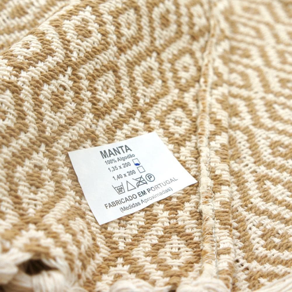 Losango I Cotton Fringed Blanket 200x135 - Beige