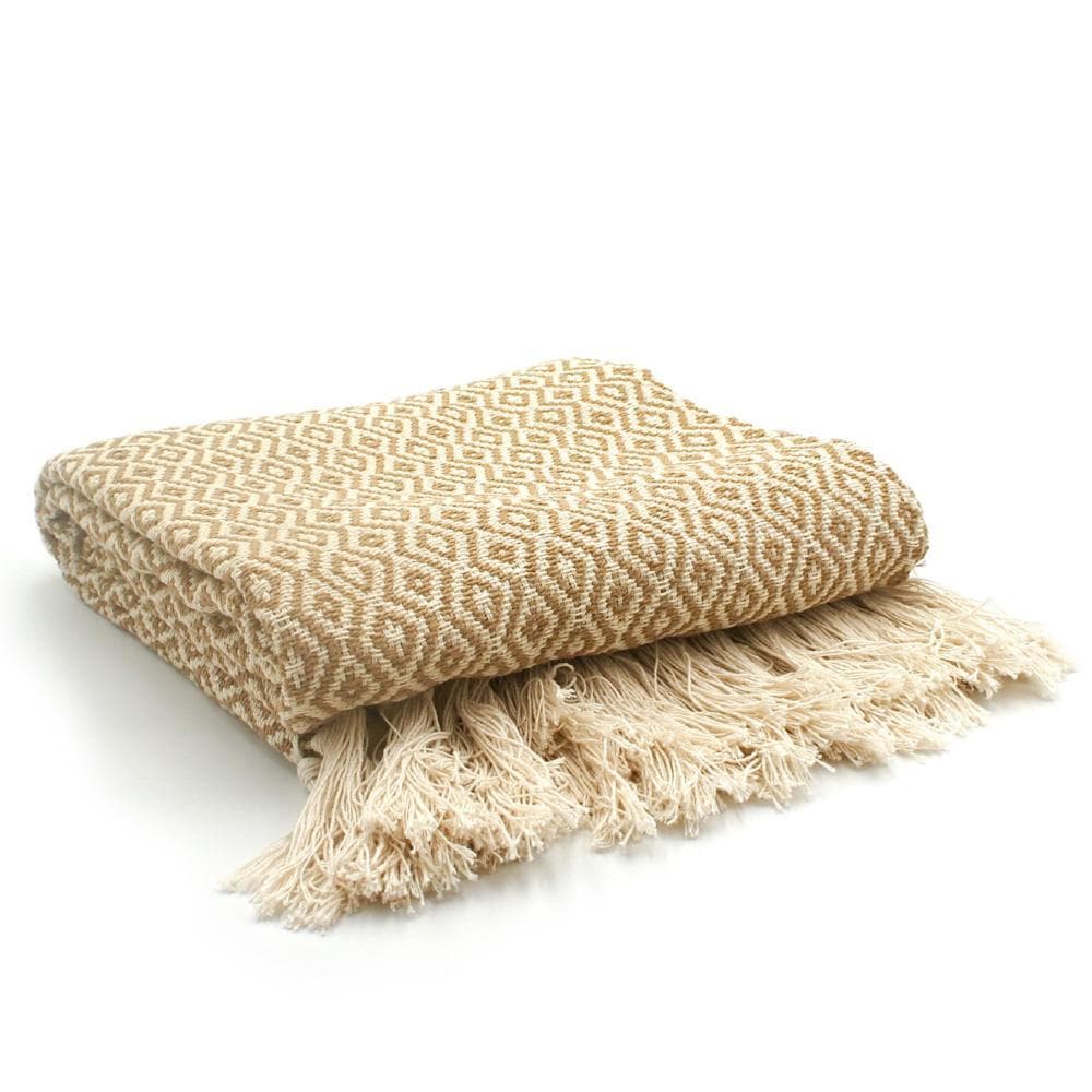 Losango I Cotton Fringed Blanket 200x135 - Beige