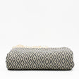 Plaid artisanal en coton portugais I Gris foncé et Beige Plaid à franges en coton 200x135 - Gris foncé