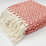 Losango I Cotton Fringed Blanket 200x135 - Red