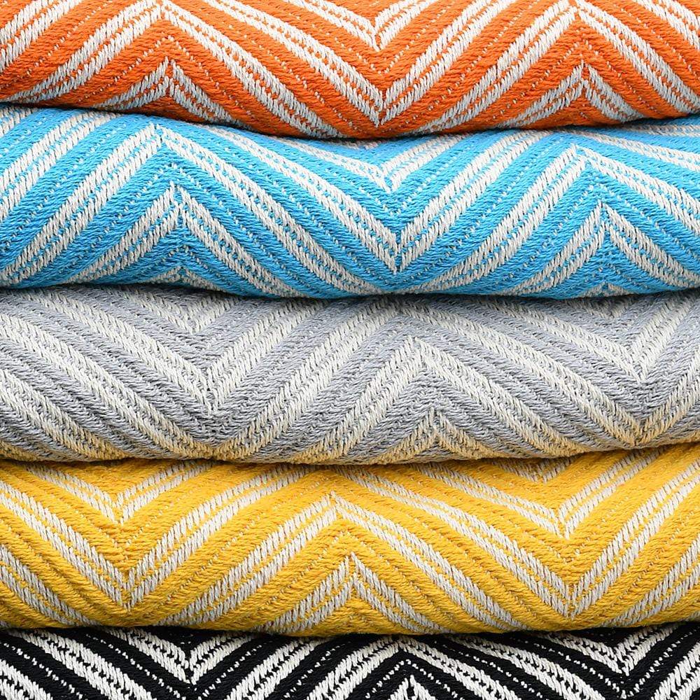 Plaid en coton aux couleurs vives I Artisanat du Portugal en ligne Plaid à franges en coton 200X135 - Jaune