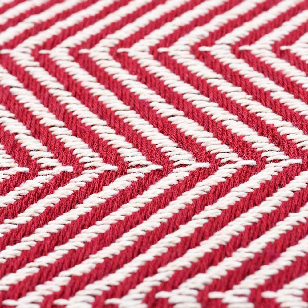 Herringbone I Cotton Fringed Blanket - Dark red