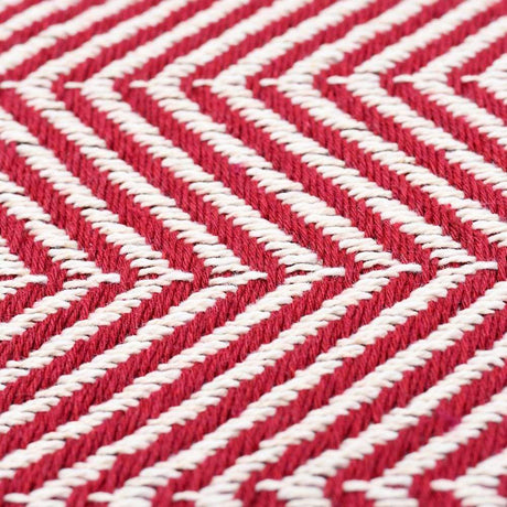 Herringbone I Cotton Fringed Blanket - Dark red