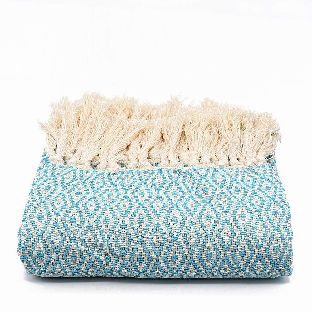 Plaid en coton Turquoise I Plaid du Portugal Plaid en coton 200x135 - Turquoise