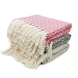 Losango I Cotton Fringed Blanket 200x135 - Pink