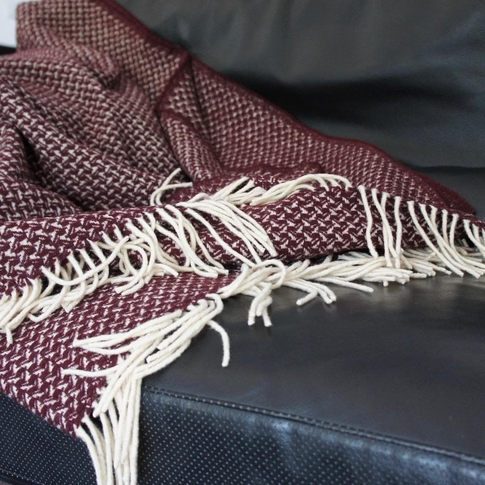 Bordeaux and Beige wool plaid