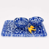 Plateau en verre bleu de Marinha Grande I Artisanat portugais Plateau en verre bleu
