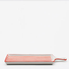 Plateau rectangulaire en céramique rouge et blanc Plateau rectangulaire "Costa Nova Mar" - Rouge