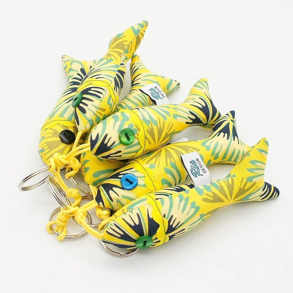 Porte clés en forme de sardine jaune Porte clés "Sardinha" Jaune