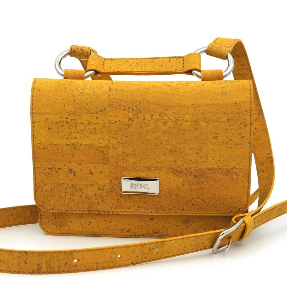 Yellow cork shoulder bag